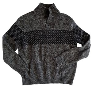 Gap unisex grey and black soft lambswool sweater, Large